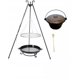    Грил XXL решетка от НЕРЪЖДАЕМА СТОМАНА 70 триножник кован чугунен котел 8 капак