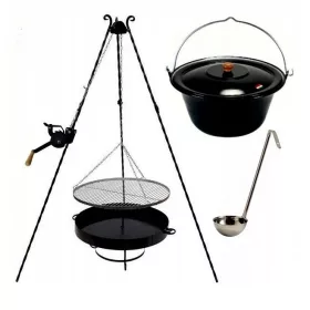    Грил решетка от неръждаема стомана 45 макара казан 8л с капак и черпак