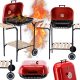  АМЕРИКАНСКИ ГРИЛ НА ДЪРВЕНИ ВЪГЛИЩА СЪС СТРАНИЧНИ РАФТОВЕ И КОЛЕЛЛА GARDEN 96x45x75 СМ