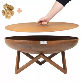    Огнище с капак Градински комплект Дълбока купа 100 см Corten Steel 3 мм