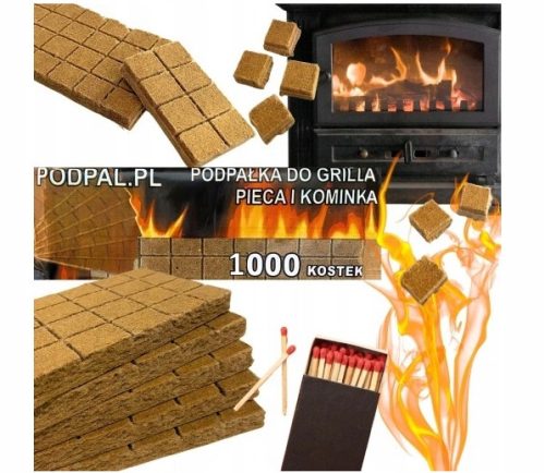  ПОДПАЛКА ГОЛЯМА ЗА СКАРА, ПЕЧКА, КАМИНА 1000 бр кубчета 2.5кг ГРАФИК