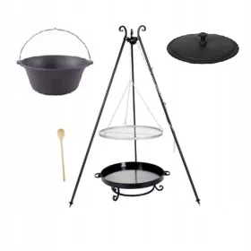    Решетка за грил 60 кован триножник чугунен котел 8 L чугунен капак