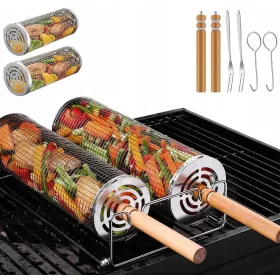    2БР. КОШНИЦА ЗА ГРИЛ ЗЕЛЕНЧУЦИ ПЪРЖЕНИ КРАСИ РЕШЕТКА РОТАЦИОННА РЕШЕТКА ЗА ГРИЛ