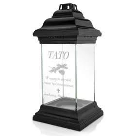   Стилен прозрачен фенер каплица с гравюра - устойчив на вятър