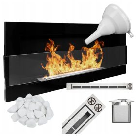   Био камина 900x400 черен гланц със стъкло