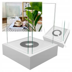   Биокамина Sunset Garden Бяла Матова – Свободностояща Камина със Стъкло за Интериор и Тераса