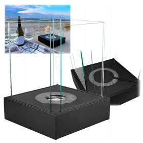   Мини биокамина Sunset Garden – черен мат, безопасна, бездимна, 26x33x26 см