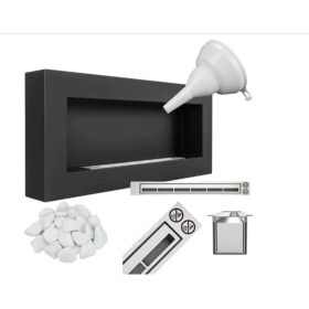   Биокамина BOX Черна Структурна 900x400 – Модерен Дизайн и Екологично Отопление