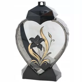   Лампион във Форма на Сърце с Мотив Лилия - Златист LG36
