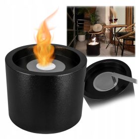   Мини биокамина Moon MINI, структурно черна – безопасна и ефективна за балкон и тераса