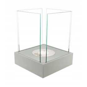   Мини Биокамина Sunset Garden Сив Мат – Свободностояща Камина със Стъкло за Дом и Тераса