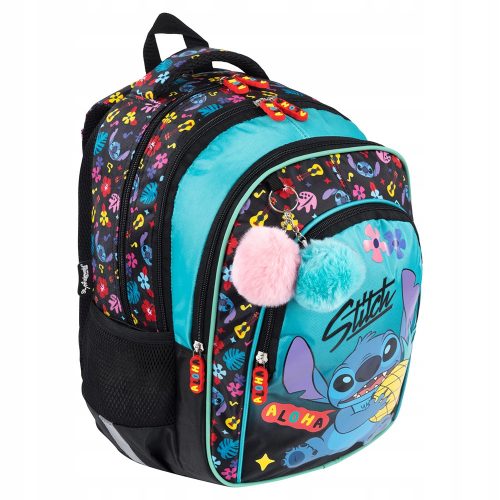 Ученическа раница St.Right BPL58 STITCH BLACK ALOHA MINT с 4 отделения