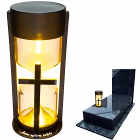   Соларен LED Фенер за Гроб със Златен Кръст - Съвременен и Екологичен Паметник