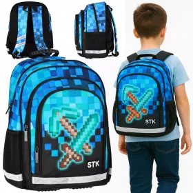  Ученическа раница Minecraft в синьо - 23L, лека и с голям капацитет