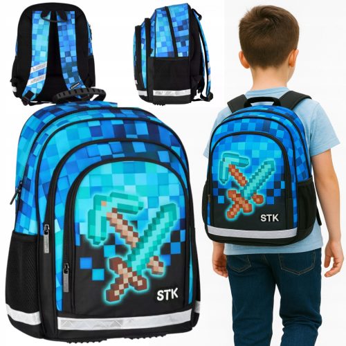 Ученическа раница Minecraft в синьо - 23L, лека и с голям капацитет