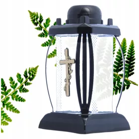   Соларен LED Свещник за Гроб Стъклен Черен 24 x 13 см SOLAR-PRIMA-1