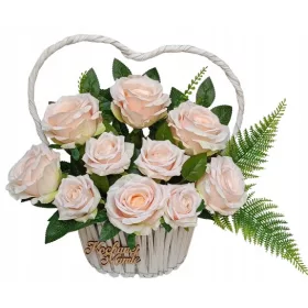   Изкуствени цветя в кошница за паметник с възможност за персонализиран надпис