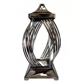   Елегантен стъклен фенер капличка със сиви и сребърни нюанси за паметни места