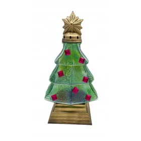   Стъклен фенер "Santa Christmas Tree" с декорация от кристали
