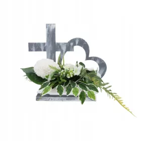   Дървена Статуетка за Гроб с Форма на Сърце и Кръст