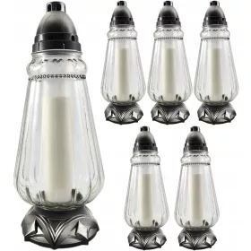   Елегантни стъклени фенери с парафинови вложки - комплект от 6 броя