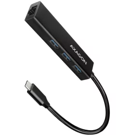  AXAGON Хъб, 3x USB-A + Gigabit Ethernet, метален