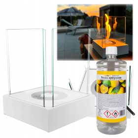   Мини биокамина Sunset Garden, бяла матова – с 1 л биогориво лимонена трева, мобилна и безопасна