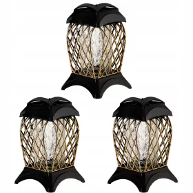   Запалителни свещи за гроб с цветя декор, комплект от три броя, височина 30 см