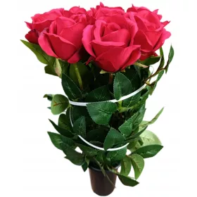   Изкуствен букет от червени рози Premium с бетонен пълнеж за ваза