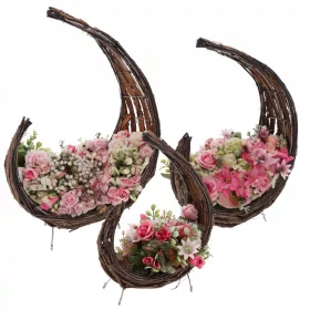   Комплект от 3 броя кошници за цветя, полумесечна форма, с фолио - Идеални за декорации на открито