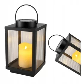   Соларен фенер с LED свещ за гроб, модел "Cortina" - 36 см