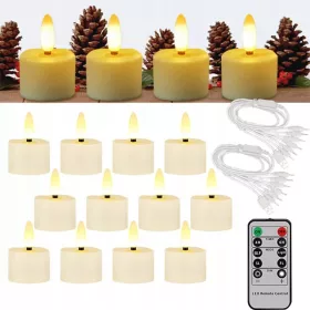   Зареждаеми LED Свещи с Дистанционно Управление - Комплект от 12 Броя
