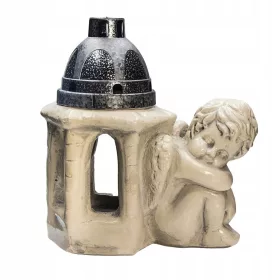   Голям гипсов фенер с фигурки на ангели - Декорация за гроб