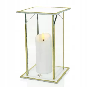   Елегантен стъклен фенер за гробище - бяла капличка