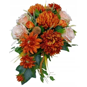   Цветна аранжировка за гроб с изкуствени цветя - хризантема и рози