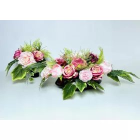   Комплект "Розова Градина" - овална композиция и букет за ваза