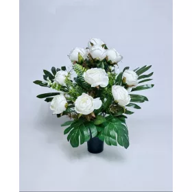   Изкуствени Рози във Ваза за Гроб - 4 Цветни Варианта