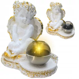   Соларна фигура за гробище - Златен ангел с LED осветление