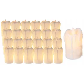   LED Свещи на Батерии, Бежови - 24 Броя в Кутия
