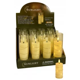   LED Свещ в Стъклен Цилиндър с Ефект на Истински Пламък