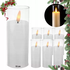   LED Свещи 15 см, Бели, На Батерии, Комплект от 6 - Идеални за Украса и Церемонии