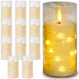   Сет от 12 LED Свещи за Помен с Ефект на Истински Пламък, 12.5см