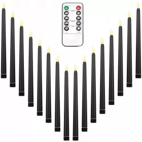   Бездимни Електронни Свещи с Дистанционно Управление - Комплект от 16 Броя, Черни