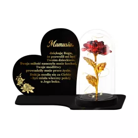   Вечен фенер "Сърце XL Premium" с LED роза в стъкло за гробища