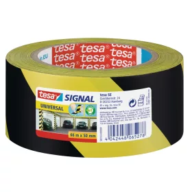   tesa предупредителна лента жълто и черно 66m x 50mm