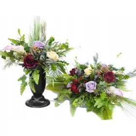   Голяма и богата изкуствена цветна аранжировка за гробница - включва букет