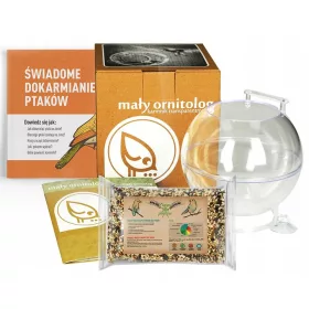   МАЛКА ОРНИТОЛОГ ХРАНИЛКА ЗА СТЪКЛО + ЗЪРНО 1KG + ВОДАЧ + АТЛАС ЗА ПТИЦИ