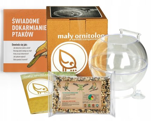  МАЛКА ОРНИТОЛОГ ХРАНИЛКА ЗА СТЪКЛО + ЗЪРНО 1KG + ВОДАЧ + АТЛАС ЗА ПТИЦИ