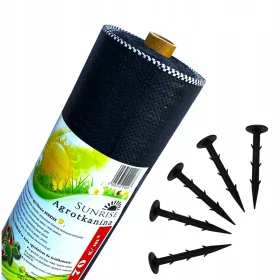   Агротекстил - Селскостопански плат за мулчиране (против плевели) Sunrise Trading черен 110 x 10000 cm 70 g/m²