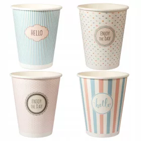   Съдове за еднократна употреба - ХАРТИЕНИ ЧАШИ ЗА КАФЕ 250МЛ 50БР - МИКС ПАСТИ